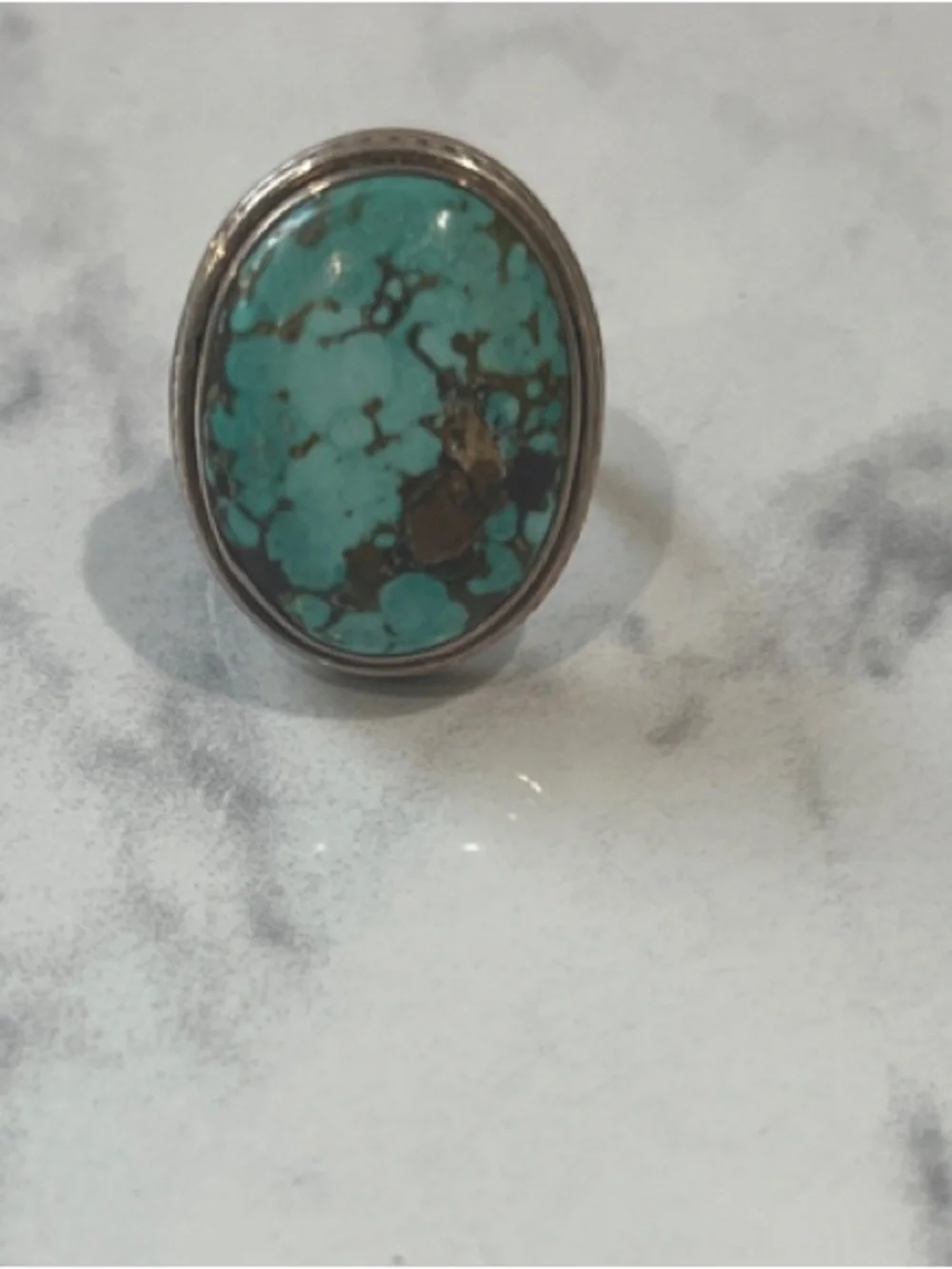 Sterling Silver Turquoise Oval Stone Ring  size 6